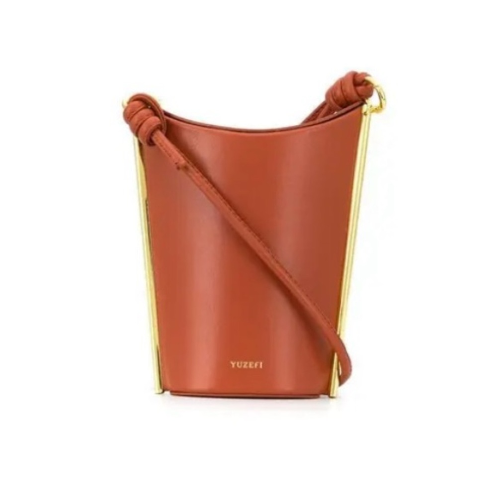 YUZEFI Pitta Cognac Leather Pitta Crossbody Bag NWOT